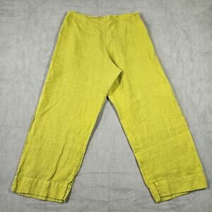 Bryn Walker Pants Women XS Green Linen Cropped Pull On Breathable Minimalist